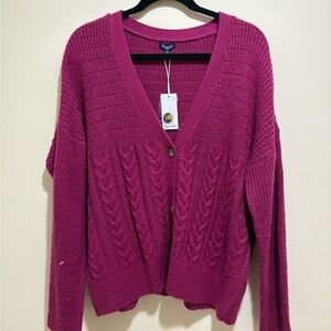 Splendid Fuchsia Cable Knit Cardigan